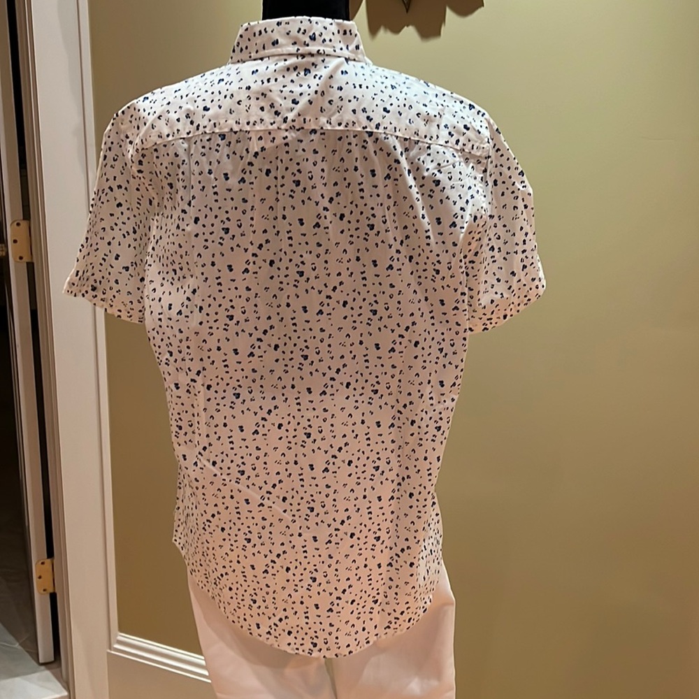 Mens short sleeve collared shirt white and blue size S